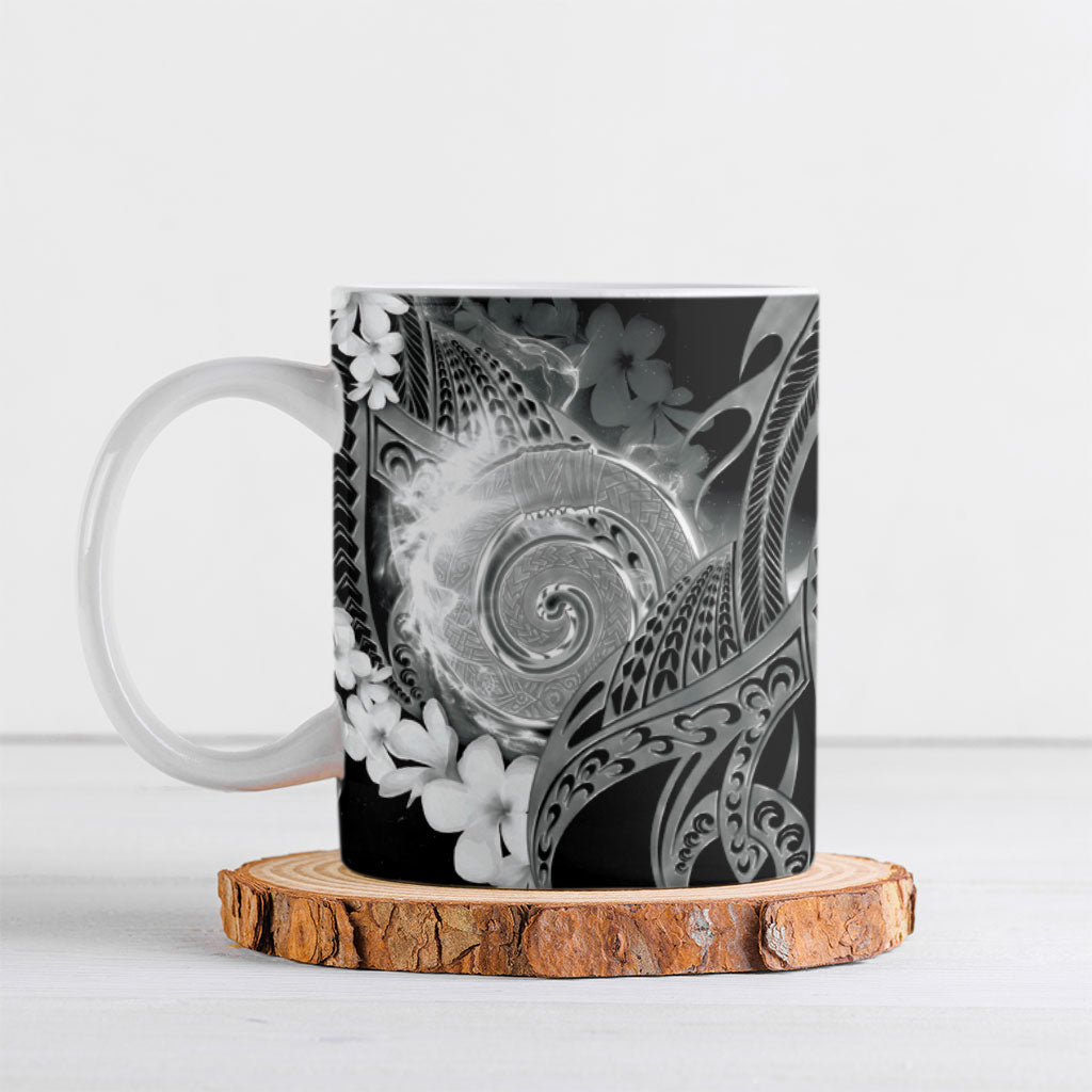 Piko Hawaiian Ceramic Mug Monochrome Galaxy Spiral Plumeria Tribal Patterns DT05 Black - Polynesian Pride