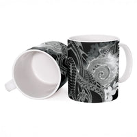 Piko Hawaiian Ceramic Mug Monochrome Galaxy Spiral Plumeria Tribal Patterns