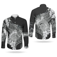 Piko Hawaiian Couples Matching Short Sleeve Bodycon Dress and Long Sleeve Button Shirt Monochrome Galaxy Spiral Plumeria Tribal Patterns DT05 - Polynesian Pride