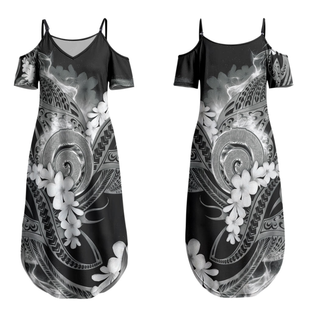 Piko Hawaiian Couples Matching Summer Maxi Dress and Long Sleeve Button Shirt Monochrome Galaxy Spiral Plumeria Tribal Patterns