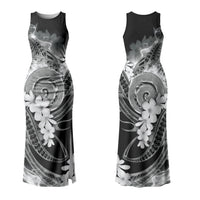 Piko Hawaiian Couples Matching Tank Maxi Dress and Long Sleeve Button Shirt Monochrome Galaxy Spiral Plumeria Tribal Patterns DT05 - Polynesian Pride