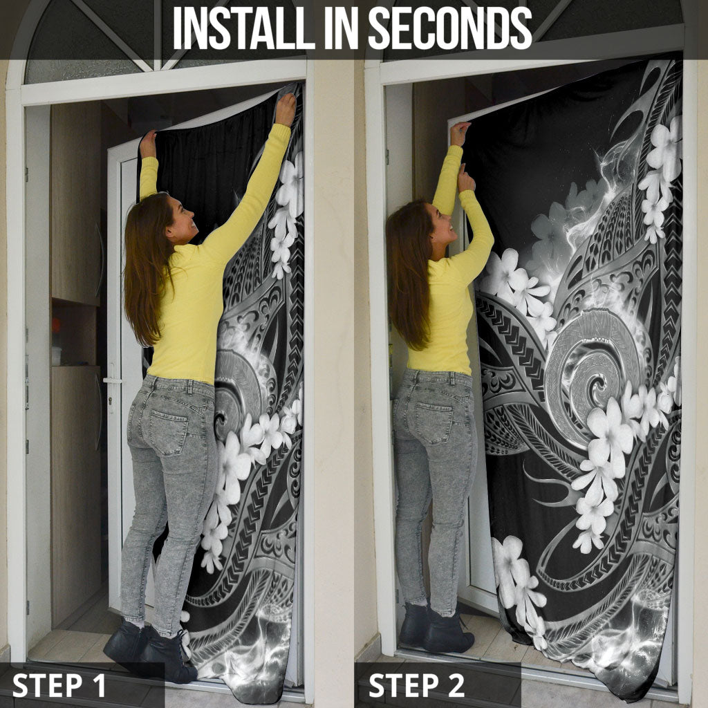 Piko Hawaiian Door Cover Monochrome Galaxy Spiral Plumeria Tribal Patterns