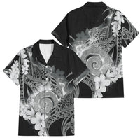 Piko Hawaiian Family Matching Off Shoulder Maxi Dress and Hawaiian Shirt Monochrome Galaxy Spiral Plumeria Tribal Patterns DT05 Dad's Shirt - Short Sleeve Black - Polynesian Pride