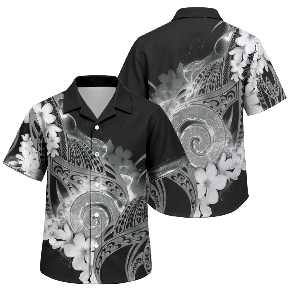 Piko Hawaiian Family Matching Summer Maxi Dress and Hawaiian Shirt Monochrome Galaxy Spiral Plumeria Tribal Patterns DT05 Son's Shirt Black - Polynesian Pride