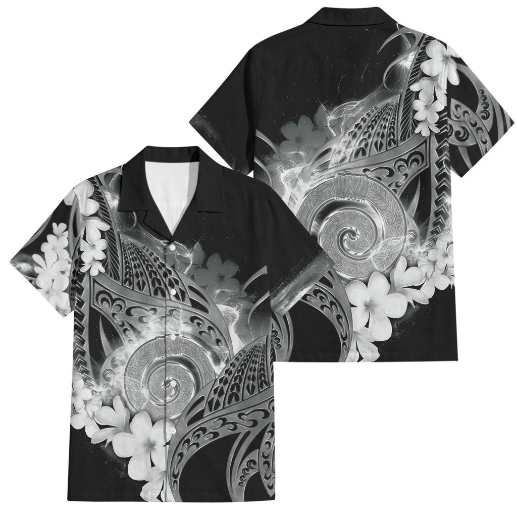 Piko Hawaiian Family Matching Tank Maxi Dress and Hawaiian Shirt Monochrome Galaxy Spiral Plumeria Tribal Patterns DT05 Dad's Shirt - Short Sleeve Black - Polynesian Pride