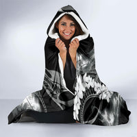 Piko Hawaiian Hooded Blanket Monochrome Galaxy Spiral Plumeria Tribal Patterns