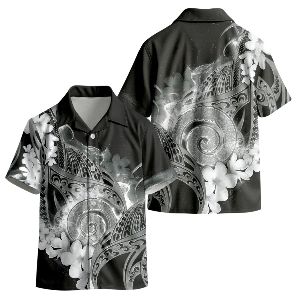 Piko Hawaiian Kid Hawaiian Shirt Monochrome Galaxy Spiral Plumeria Tribal Patterns DT05 - Polynesian Pride