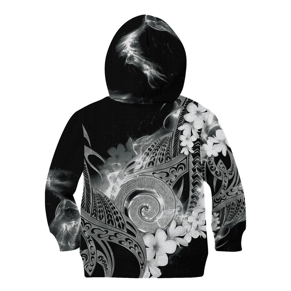 Piko Hawaiian Kid Hoodie Monochrome Galaxy Spiral Plumeria Tribal Patterns