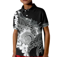 Piko Hawaiian Kid Polo Shirt Monochrome Galaxy Spiral Plumeria Tribal Patterns DT05 Kid Black - Polynesian Pride