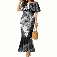 Piko Hawaiian Mermaid Dress Monochrome Galaxy Spiral Plumeria Tribal Patterns DT05 Women Black - Polynesian Pride