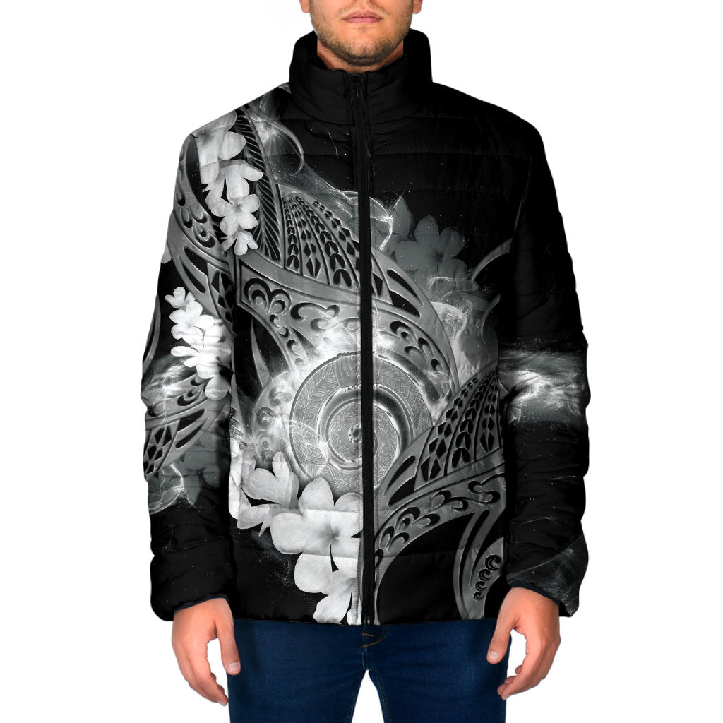 Piko Hawaiian Padded Jacket Monochrome Galaxy Spiral Plumeria Tribal Patterns