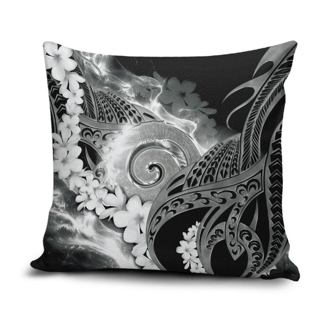 Piko Hawaiian Pillow Cover Monochrome Galaxy Spiral Plumeria Tribal Patterns