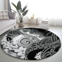 Piko Hawaiian Round Carpet Monochrome Galaxy Spiral Plumeria Tribal Patterns