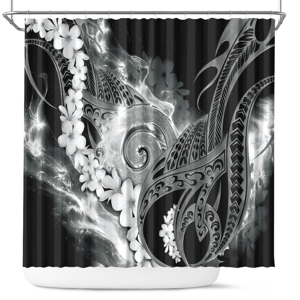 Piko Hawaiian Shower Curtain Monochrome Galaxy Spiral Plumeria Tribal Patterns