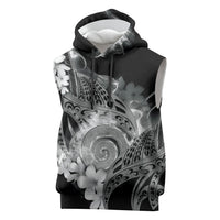 Piko Hawaiian Sleeveless Hoodie Monochrome Galaxy Spiral Plumeria Tribal Patterns