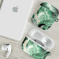 Piko Hawaiian AirPods Case Green Galaxy Spiral Plumeria Tribal Patterns