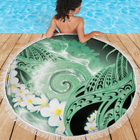 Piko Hawaiian Beach Blanket Green Galaxy Spiral Plumeria Tribal Patterns