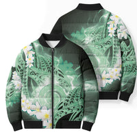Piko Hawaiian Bomber Puffer Jacket Green Galaxy Spiral Plumeria Tribal Patterns