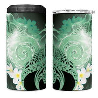 Piko Hawaiian 4 in 1 Can Cooler Tumbler Green Galaxy Spiral Plumeria Tribal Patterns