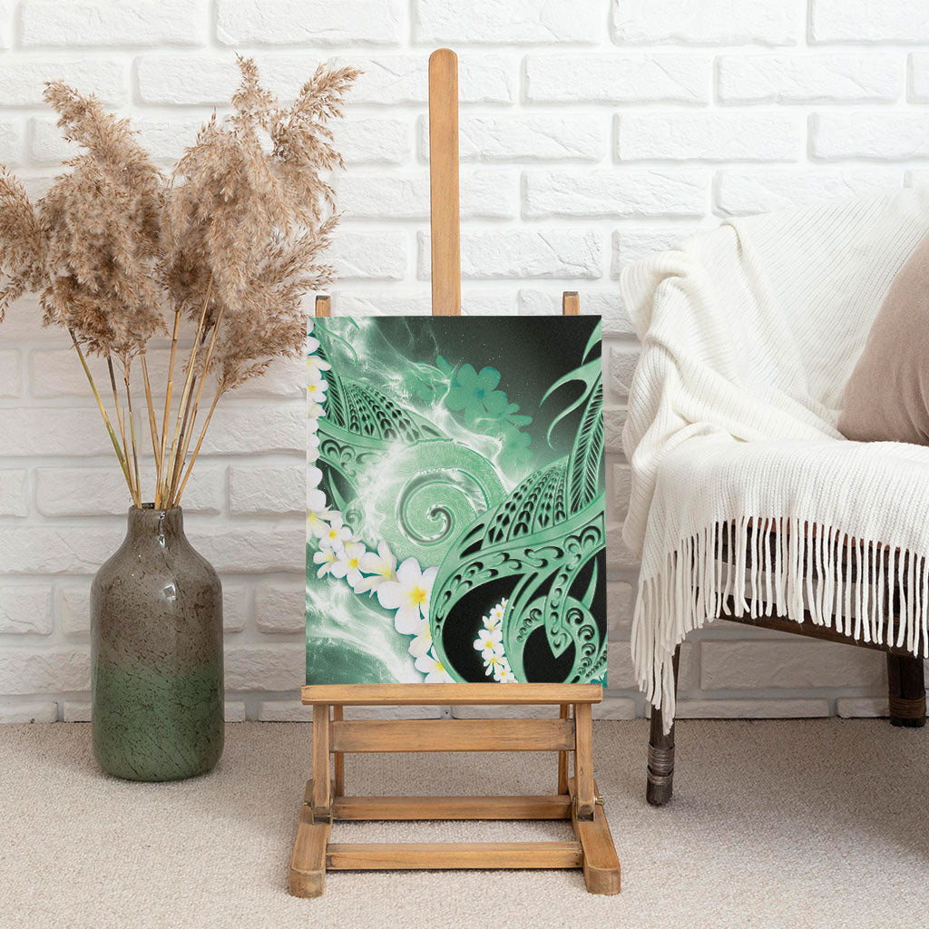 Piko Hawaiian Canvas Wall Art Green Galaxy Spiral Plumeria Tribal Patterns