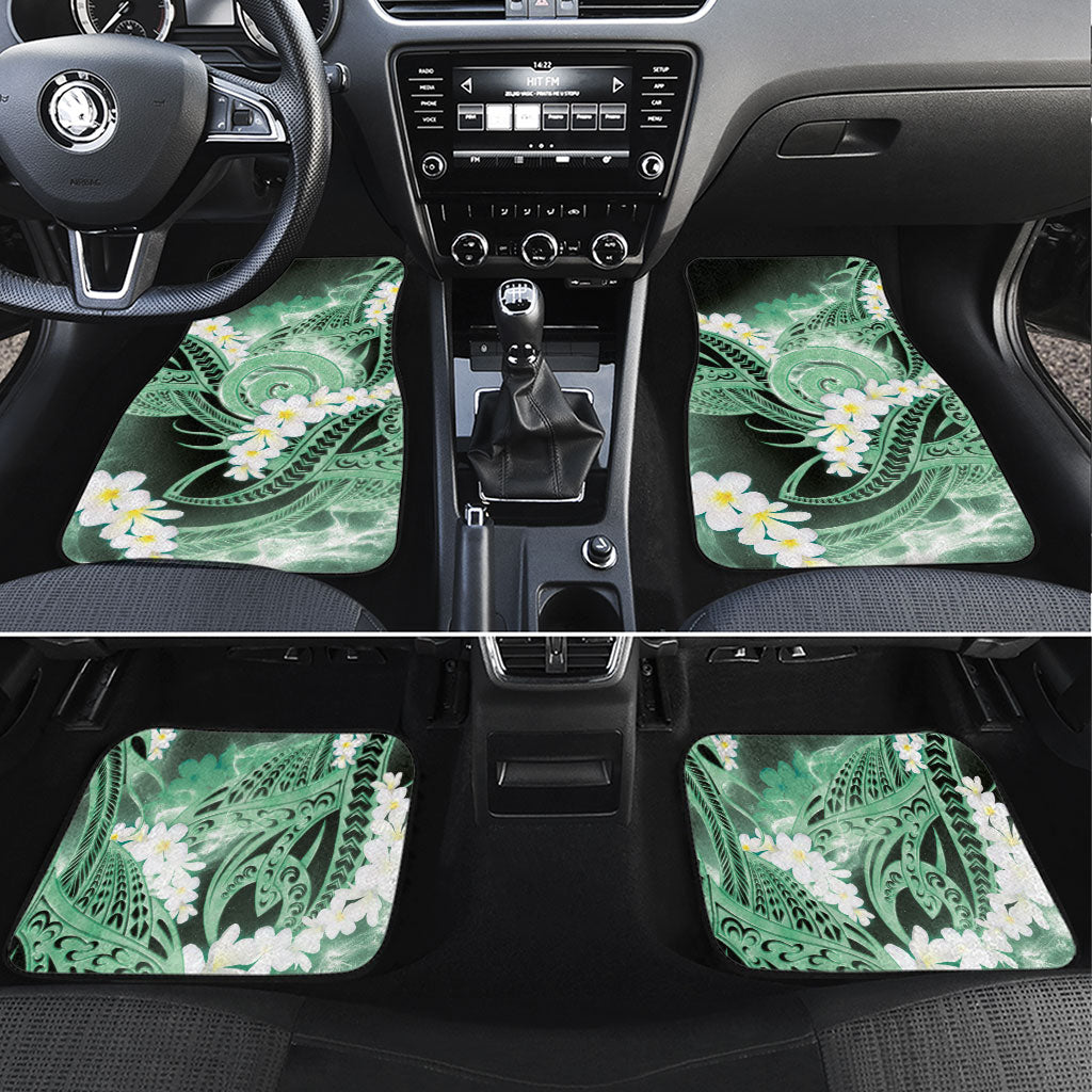Piko Hawaiian Car Mats Green Galaxy Spiral Plumeria Tribal Patterns