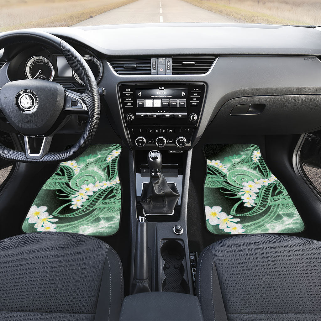 Piko Hawaiian Car Mats Green Galaxy Spiral Plumeria Tribal Patterns DT05 Set 2pcs - Front Green - Polynesian Pride