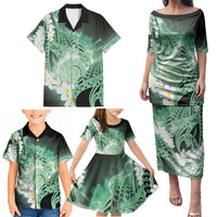 Piko Hawaiian Family Matching Puletasi and Hawaiian Shirt Green Galaxy Spiral Plumeria Tribal Patterns DT05 - Polynesian Pride