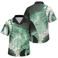 Piko Hawaiian Family Matching Summer Maxi Dress and Hawaiian Shirt Green Galaxy Spiral Plumeria Tribal Patterns DT05 Son's Shirt Green - Polynesian Pride