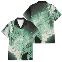 Piko Hawaiian Family Matching Tank Maxi Dress and Hawaiian Shirt Green Galaxy Spiral Plumeria Tribal Patterns DT05 Dad's Shirt - Short Sleeve Green - Polynesian Pride