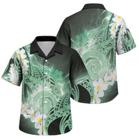 Piko Hawaiian Family Matching Tank Maxi Dress and Hawaiian Shirt Green Galaxy Spiral Plumeria Tribal Patterns DT05 Son's Shirt Green - Polynesian Pride