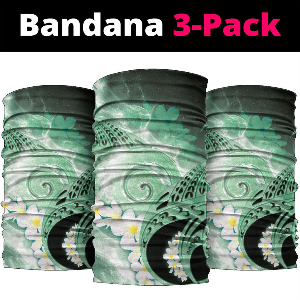 Piko Hawaiian Neck Gaiter Green Galaxy Spiral Plumeria Tribal Patterns