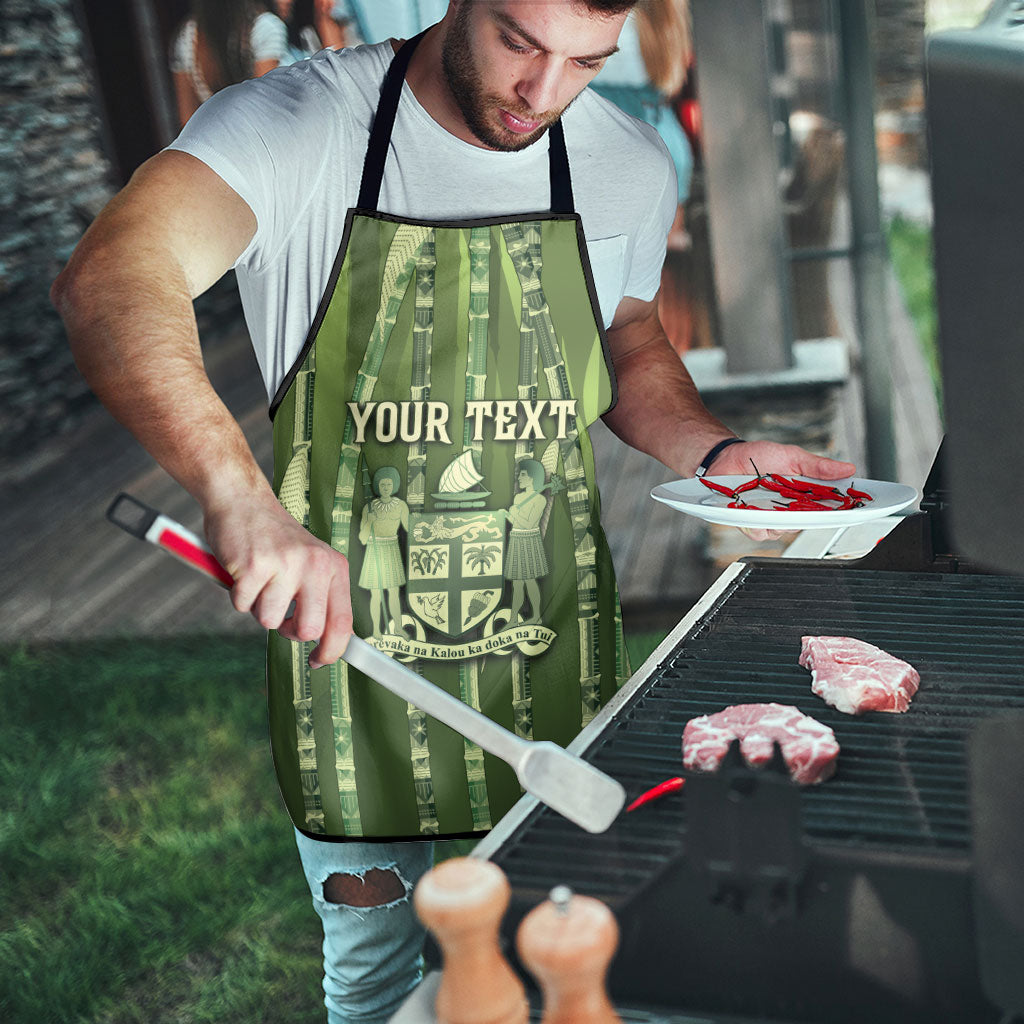 Personalised Fiji Language Week Sugarcane Masi Apron Green Tapa Tribal Pattern DT05 - Polynesian Pride