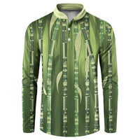 Personalised Fiji Language Week Sugarcane Masi Button Sweatshirt Green Tapa Tribal Pattern DT05 Green - Polynesian Pride