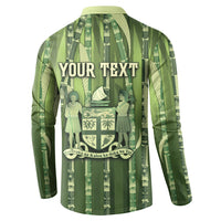 Personalised Fiji Language Week Sugarcane Masi Button Sweatshirt Green Tapa Tribal Pattern DT05 - Polynesian Pride