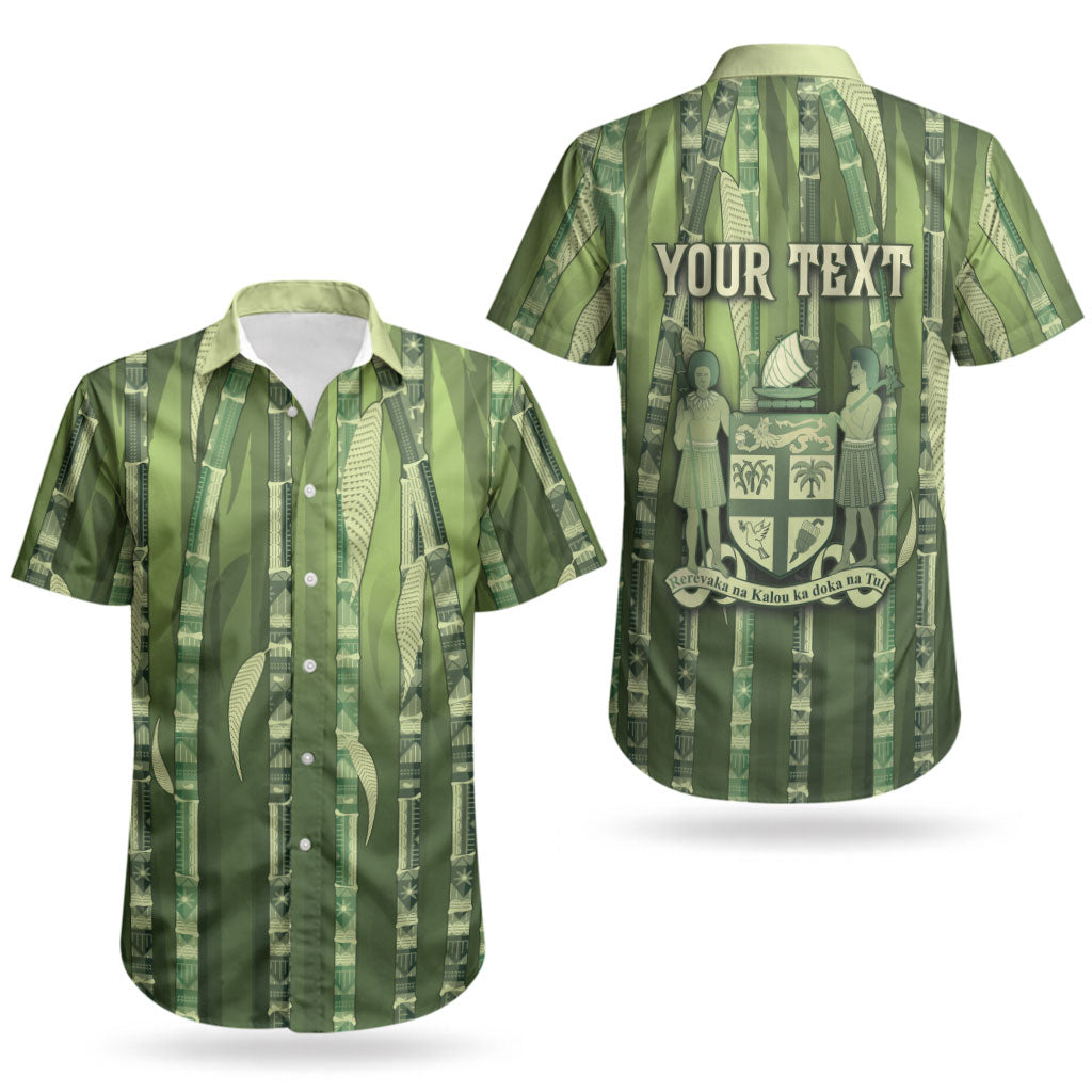 Personalised Fiji Language Week Sugarcane Masi Couples Matching Off Shoulder Maxi Dress and Hawaiian Shirt Green Tapa Tribal Pattern DT05 - Polynesian Pride