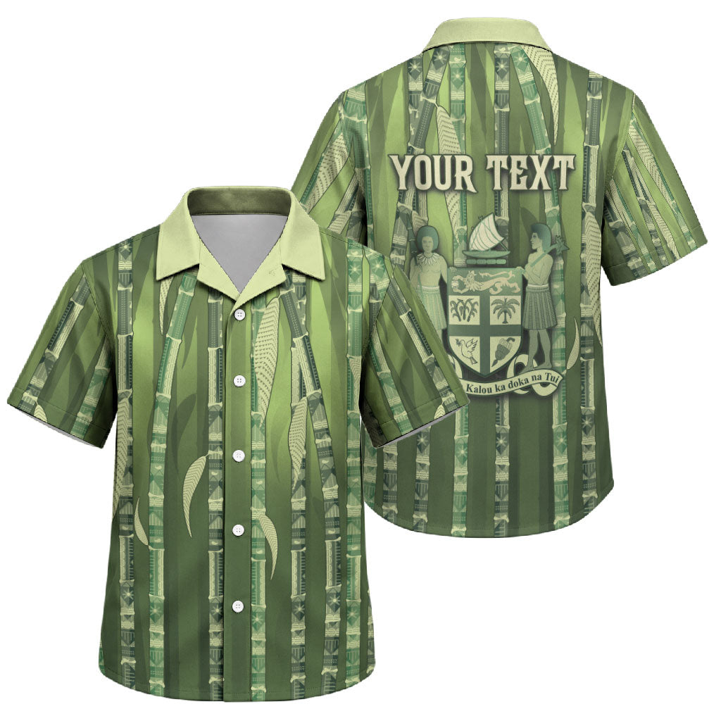 Personalised Fiji Language Week Sugarcane Masi Family Matching Mermaid Dress and Hawaiian Shirt Green Tapa Tribal Pattern DT05 Son's Shirt Green - Polynesian Pride