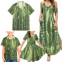 Personalised Fiji Language Week Sugarcane Masi Family Matching Summer Maxi Dress and Hawaiian Shirt Green Tapa Tribal Pattern DT05 - Polynesian Pride