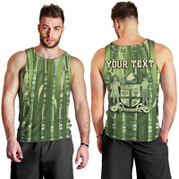 Personalised Fiji Language Week Sugarcane Masi Men Tank Top Green Tapa Tribal Pattern