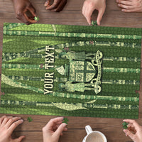 Personalised Fiji Language Week Sugarcane Masi Puzzle Green Tapa Tribal Pattern
