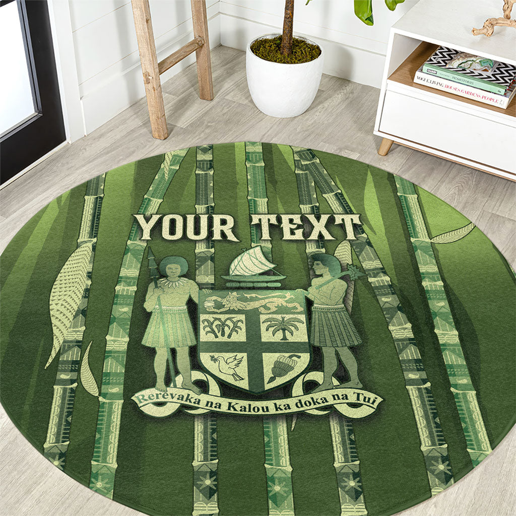 Personalised Fiji Language Week Sugarcane Masi Round Carpet Green Tapa Tribal Pattern DT05 Green - Polynesian Pride
