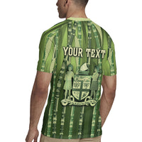 Personalised Fiji Language Week Sugarcane Masi Rugby Jersey Green Tapa Tribal Pattern