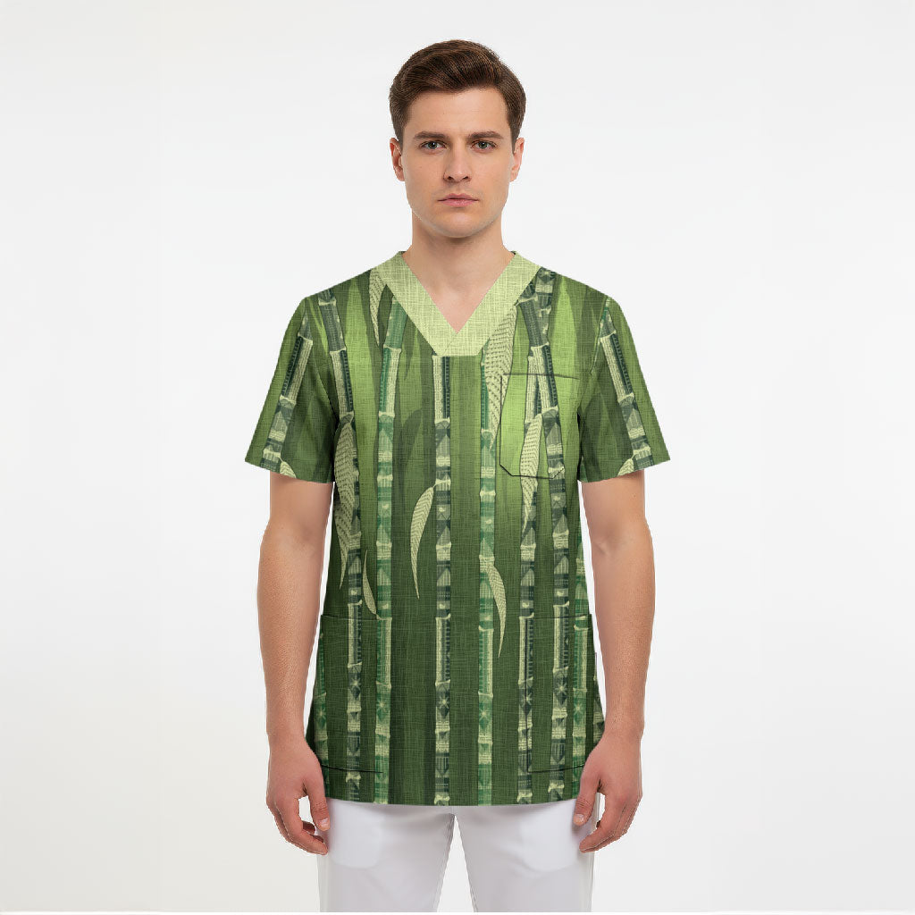 Personalised Fiji Language Week Sugarcane Masi Scrub Top Green Tapa Tribal Pattern DT05 - Polynesian Pride