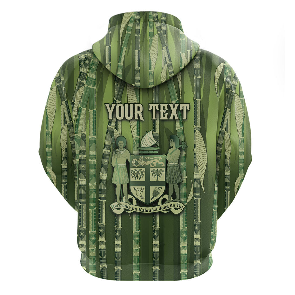 Personalised Fiji Language Week Sugarcane Masi Zip Hoodie Green Tapa Tribal Pattern DT05 - Polynesian Pride