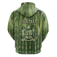 Personalised Fiji Language Week Sugarcane Masi Zip Hoodie Green Tapa Tribal Pattern DT05 - Polynesian Pride