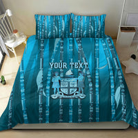 Personalised Fiji Language Week Sugarcane Masi Bedding Set Blue Tapa Tribal Pattern