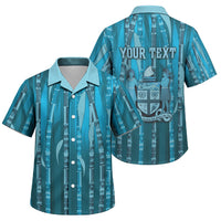 Personalised Fiji Language Week Sugarcane Masi Family Matching Summer Maxi Dress and Hawaiian Shirt Blue Tapa Tribal Pattern DT05 Son's Shirt Blue - Polynesian Pride