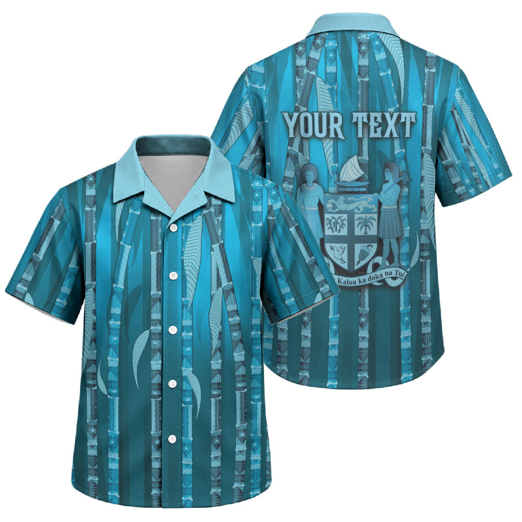 Personalised Fiji Language Week Sugarcane Masi Family Matching Tank Maxi Dress and Hawaiian Shirt Blue Tapa Tribal Pattern DT05 Son's Shirt Blue - Polynesian Pride