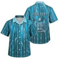 Personalised Fiji Language Week Sugarcane Masi Family Matching Tank Maxi Dress and Hawaiian Shirt Blue Tapa Tribal Pattern DT05 Son's Shirt Blue - Polynesian Pride