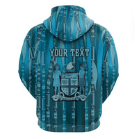 Personalised Fiji Language Week Sugarcane Masi Hoodie Blue Tapa Tribal Pattern