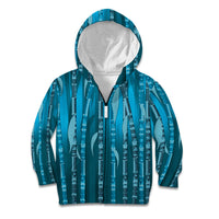 Personalised Fiji Language Week Sugarcane Masi Kid Hoodie Blue Tapa Tribal Pattern